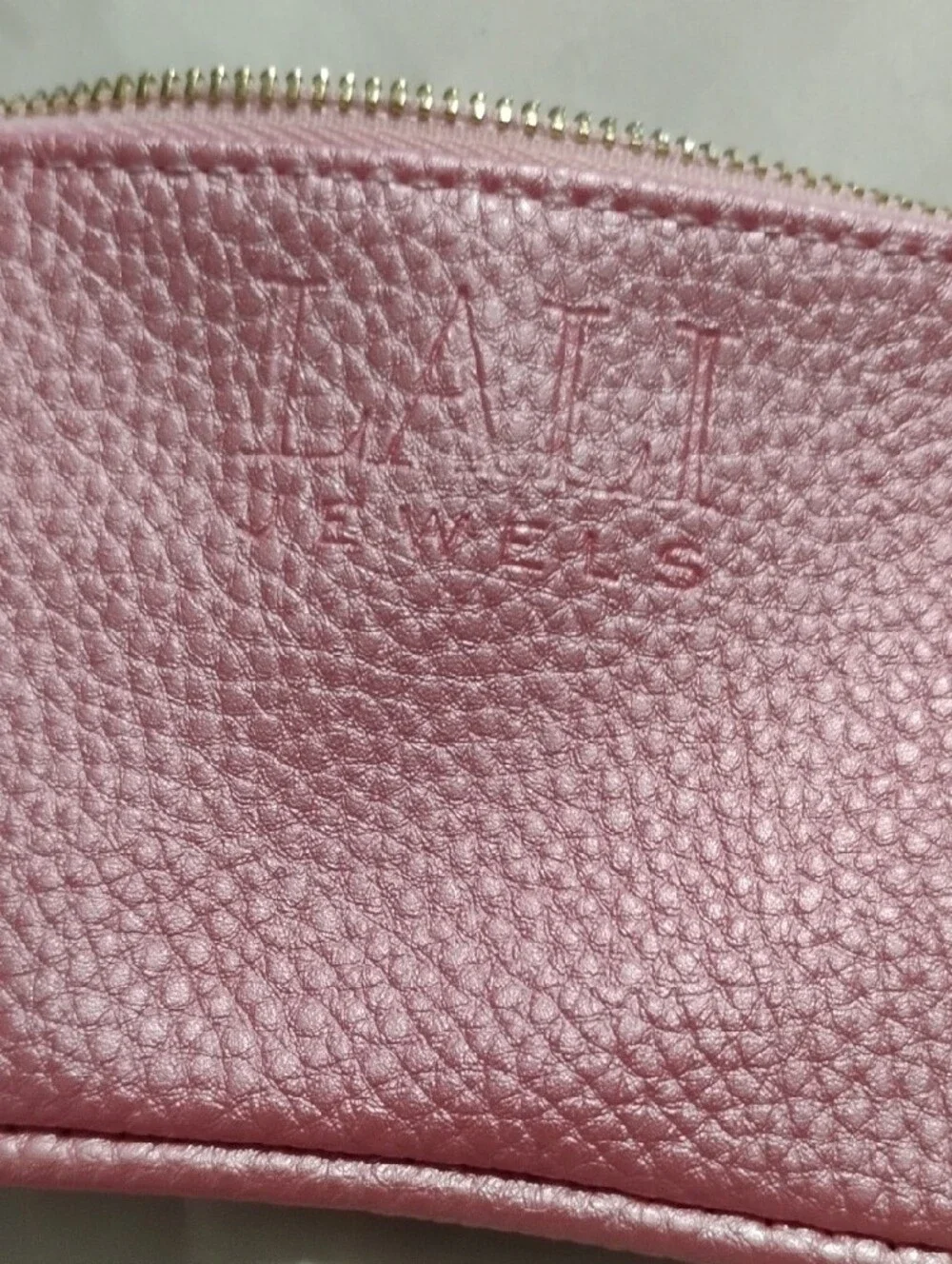 Pink Pebbled Key & Card Pouch with Gold Ring